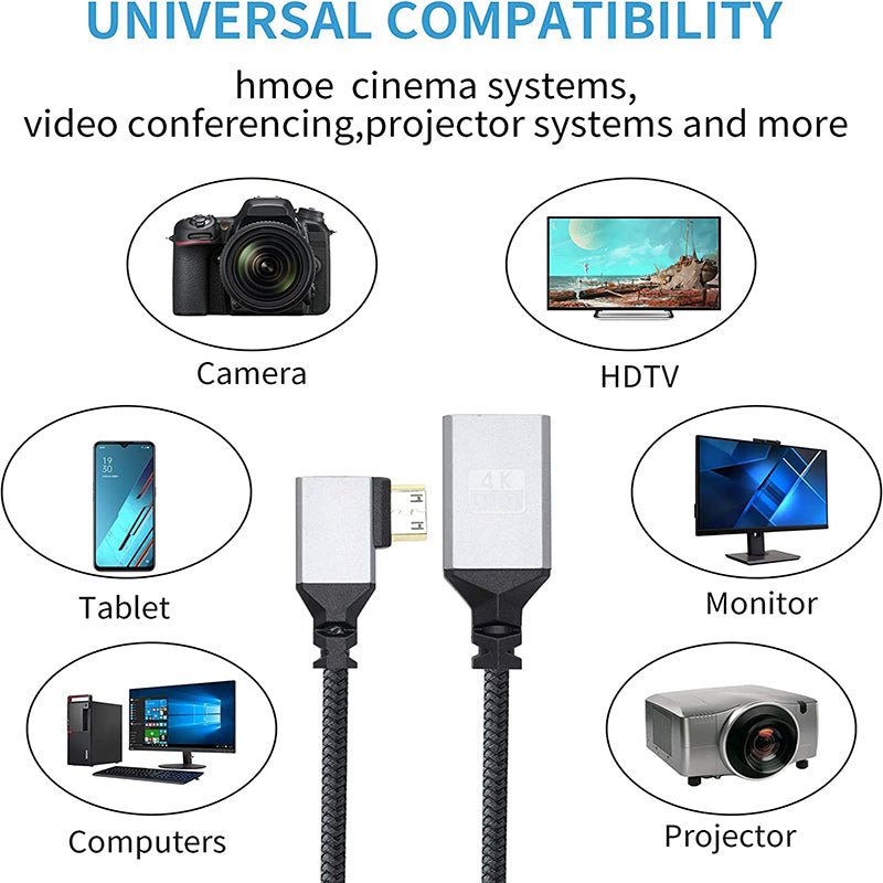 HDMI Female to Mini HDMI Male Adapter 4K/60Hz UHD HDMI Converter Nylon Braided Cable HDMI Female to Mini HDMI Male Adapter 4K/60Hz UHD HDMI Converter Nylon Braided Cable